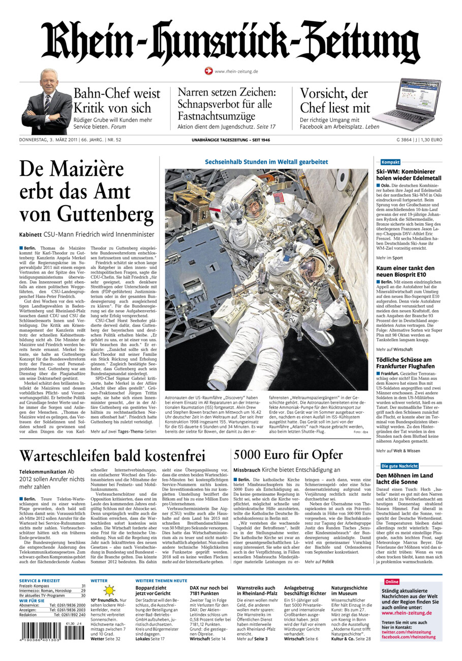 Rhein-Hunsrück-Zeitung vom Donnerstag, 03.03.2011