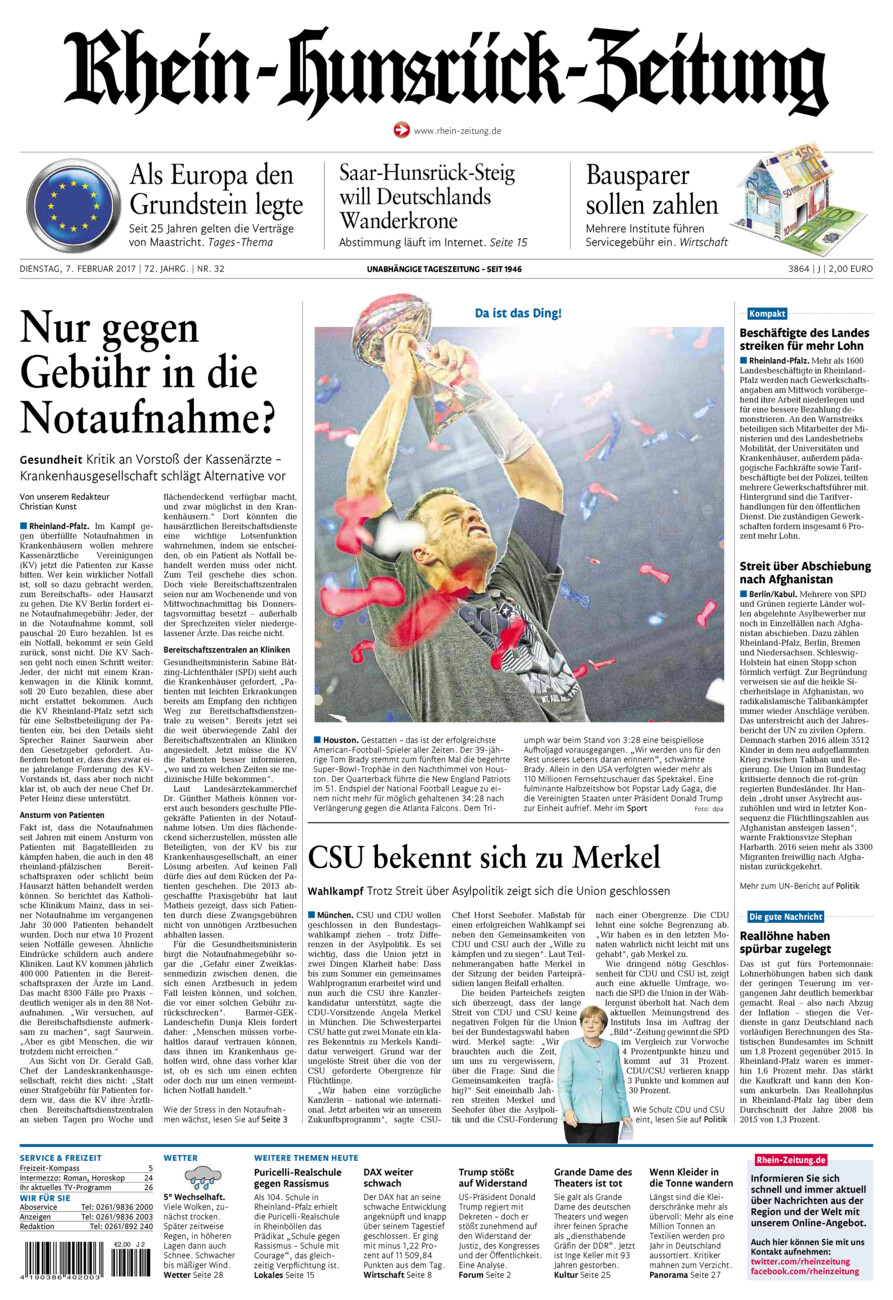 Rhein-Hunsrück-Zeitung vom Dienstag, 07.02.2017