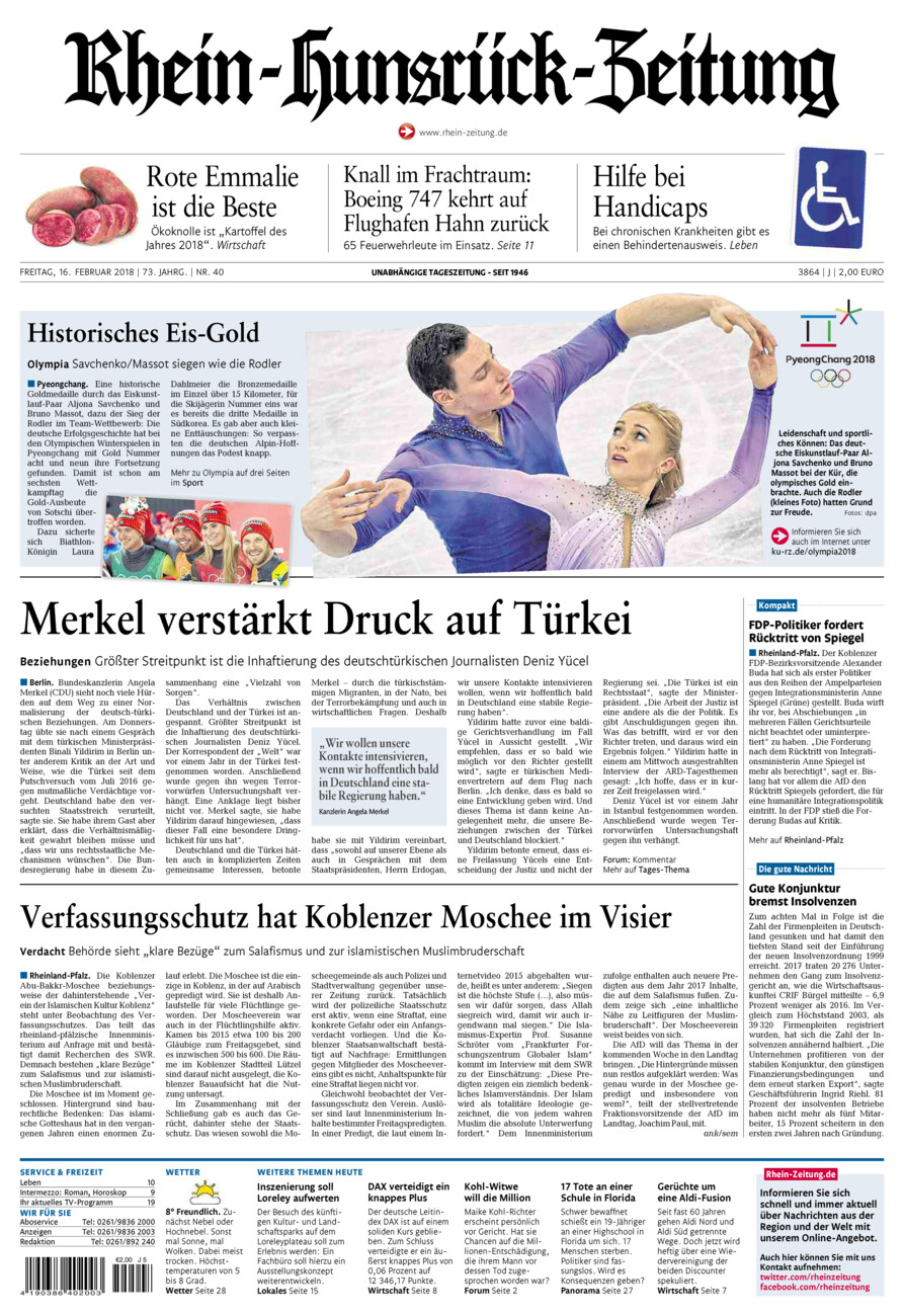 Rhein-Hunsrück-Zeitung vom Freitag, 16.02.2018