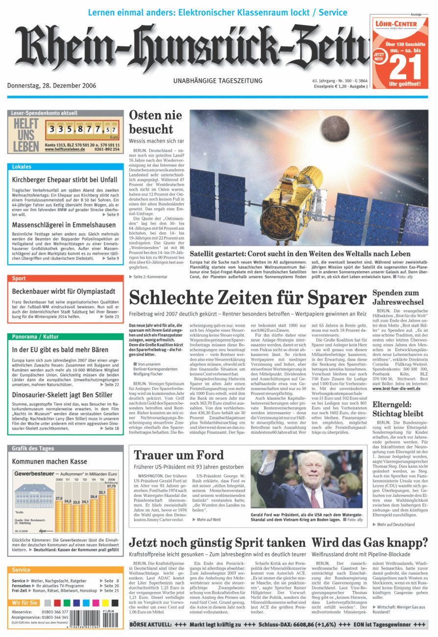 Rhein-Hunsrück-Zeitung vom Donnerstag, 28.12.2006