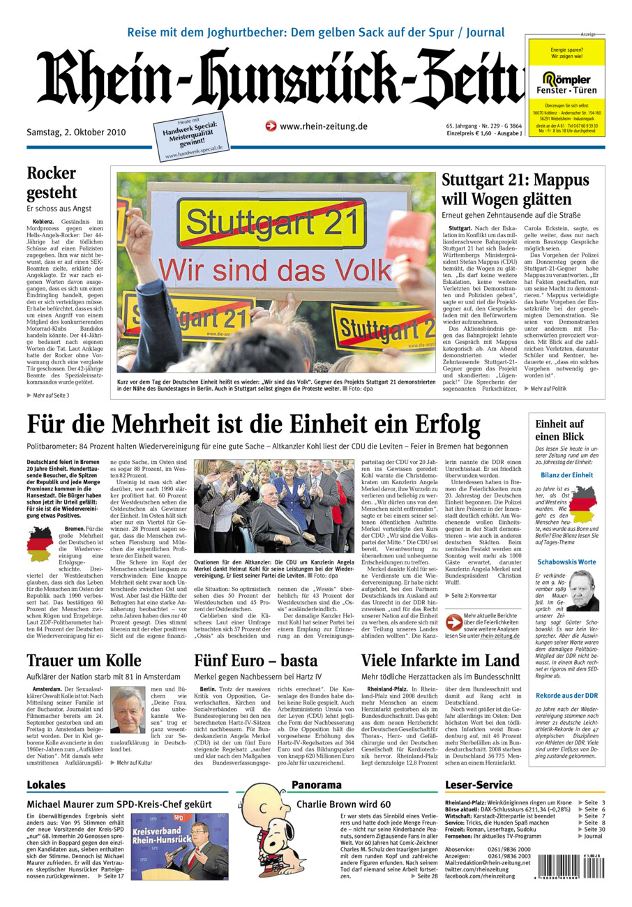 Rhein-Hunsrück-Zeitung vom Samstag, 02.10.2010
