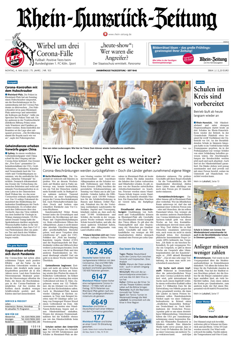 Rhein-Hunsrück-Zeitung vom Montag, 04.05.2020