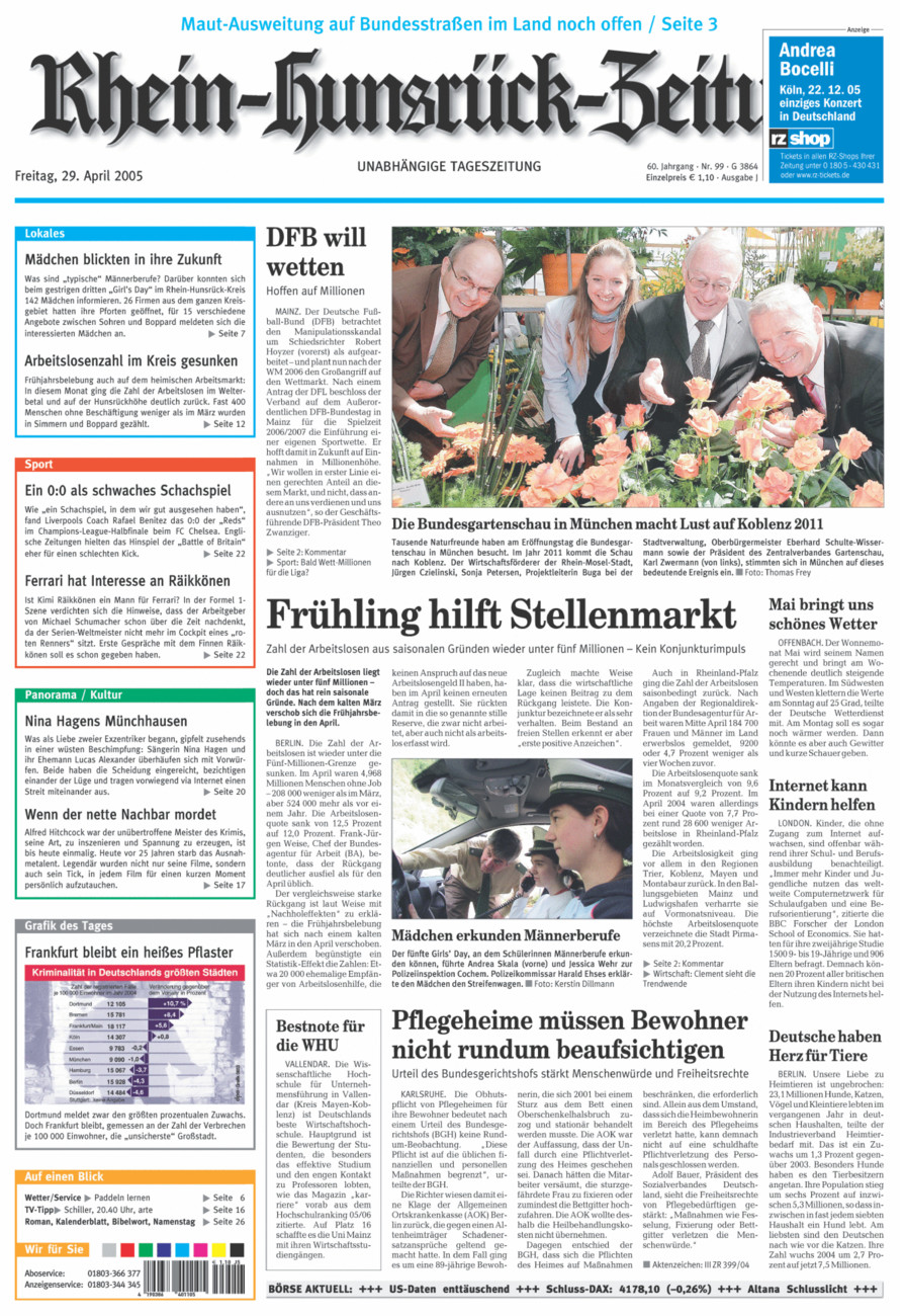 Rhein-Hunsrück-Zeitung vom Freitag, 29.04.2005