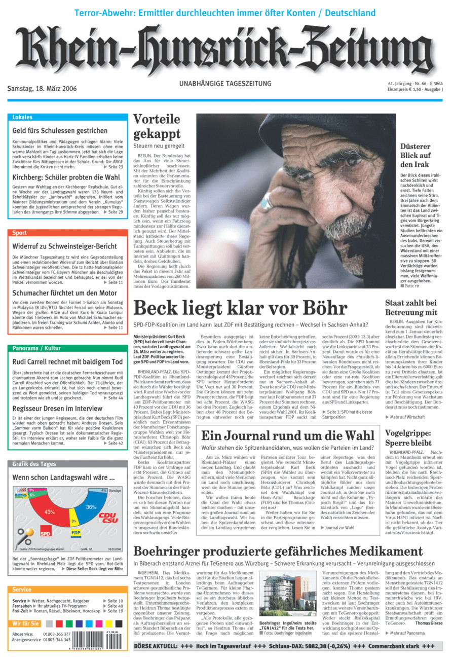 Rhein-Hunsrück-Zeitung vom Samstag, 18.03.2006