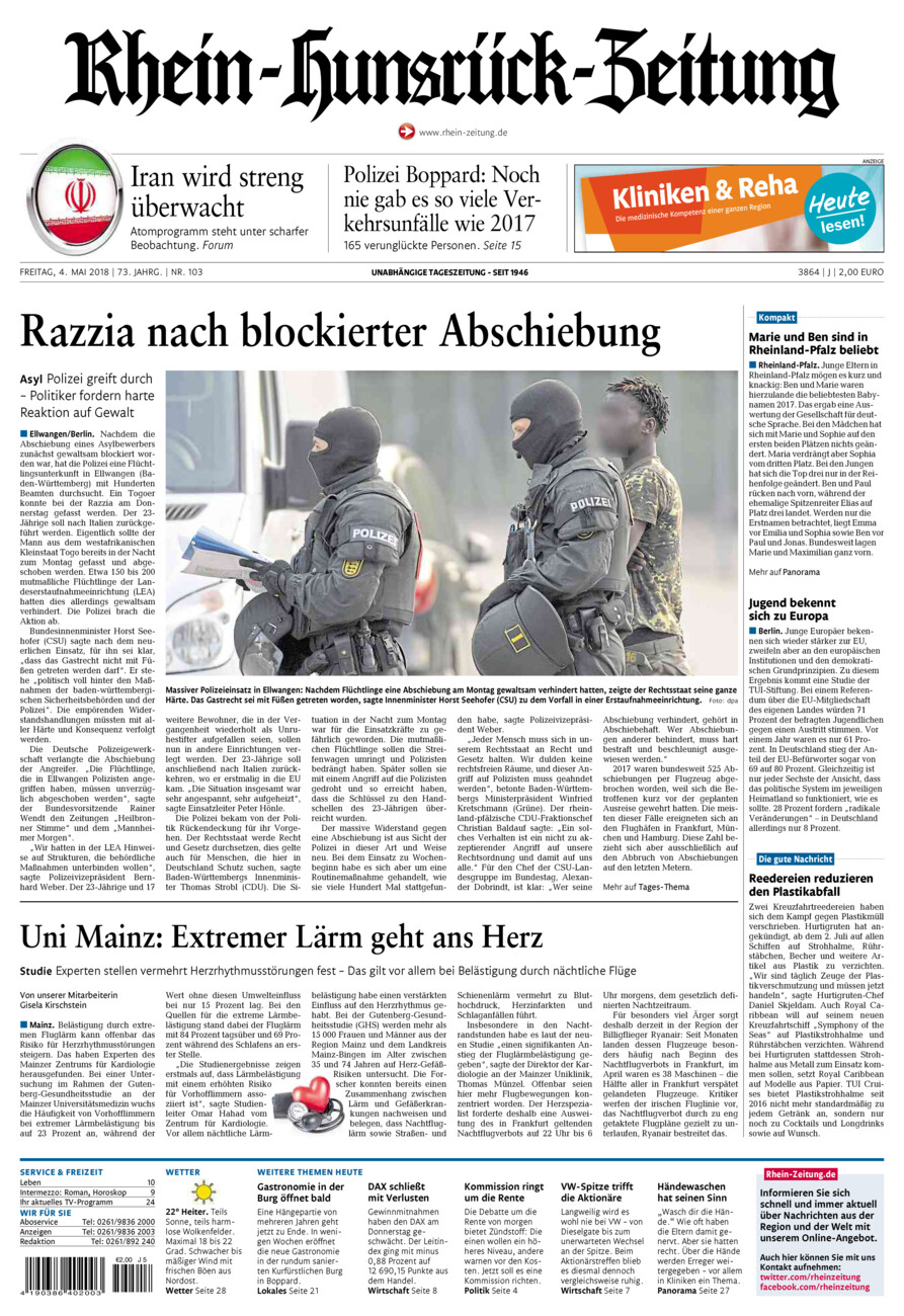 Rhein-Hunsrück-Zeitung vom Freitag, 04.05.2018