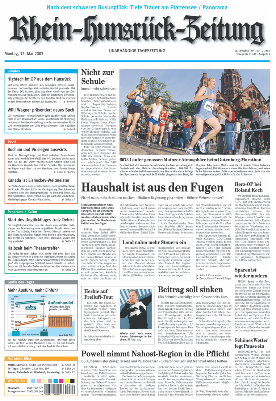 Rhein-Hunsrück-Zeitung vom Montag, 12.05.2003