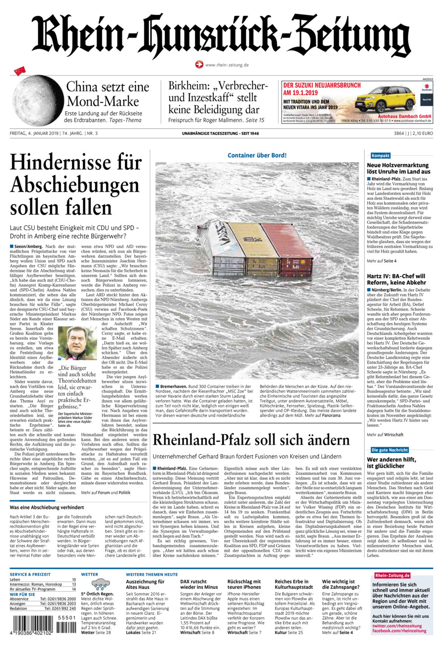Rhein-Hunsrück-Zeitung vom Freitag, 04.01.2019