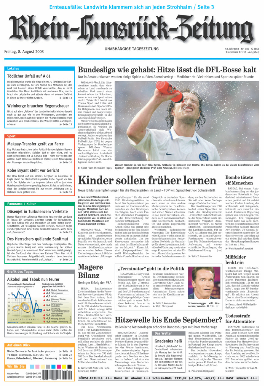 Rhein-Hunsrück-Zeitung vom Freitag, 08.08.2003