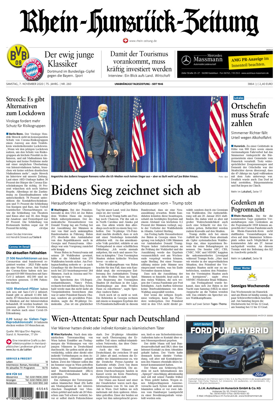 Rhein-Hunsrück-Zeitung vom Samstag, 07.11.2020