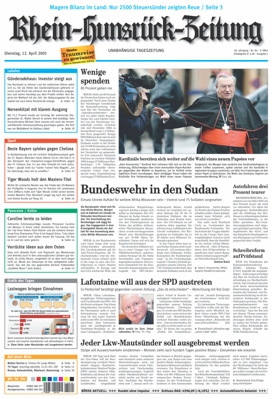 Rhein-Hunsrück-Zeitung vom Dienstag, 12.04.2005