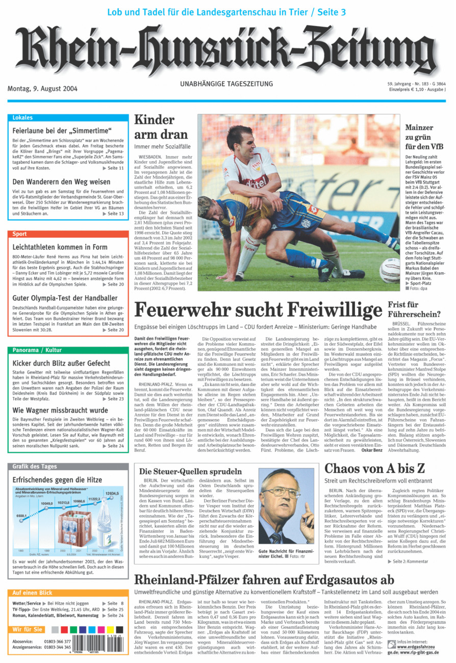 Rhein-Hunsrück-Zeitung vom Montag, 09.08.2004