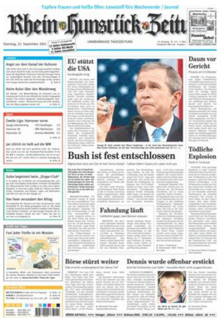 Rhein-Hunsrück-Zeitung vom Samstag, 22.09.2001
