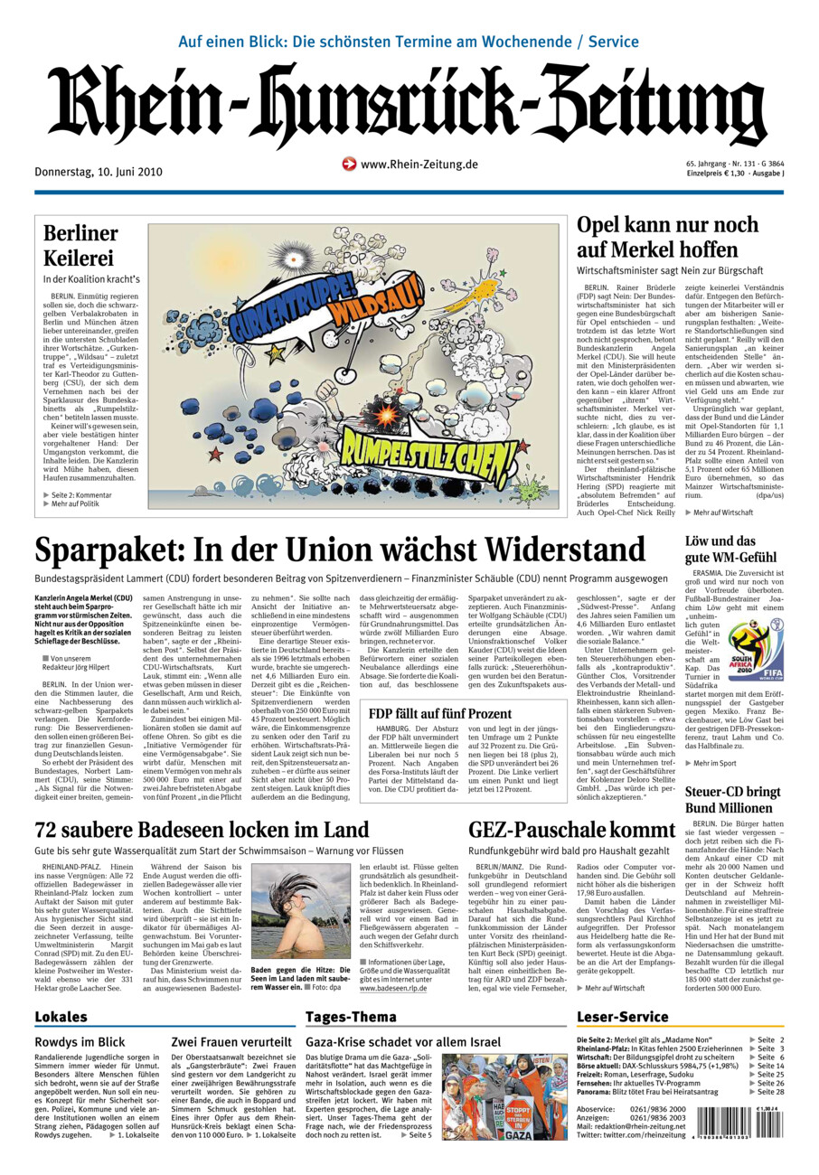Rhein-Hunsrück-Zeitung vom Donnerstag, 10.06.2010