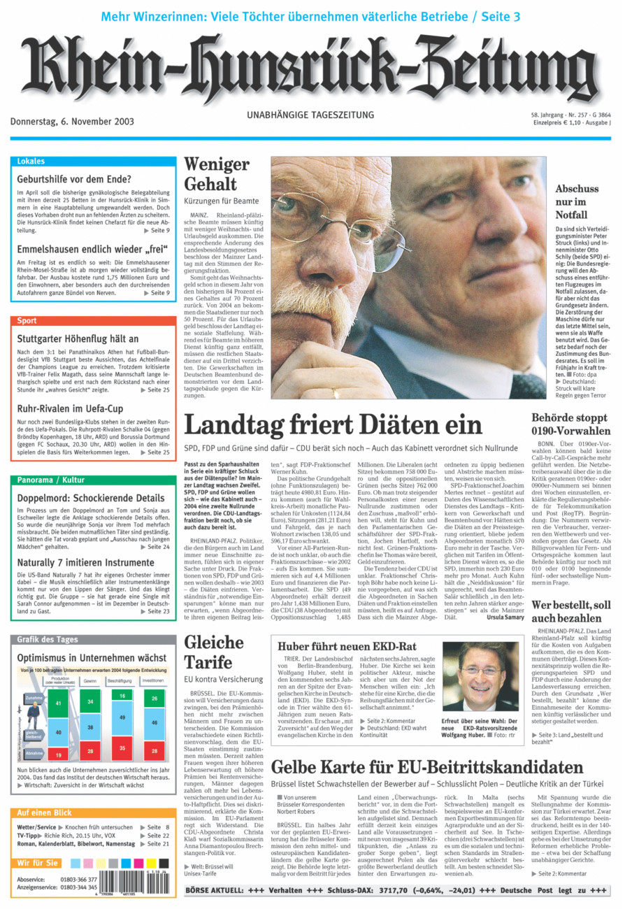 Rhein-Hunsrück-Zeitung vom Donnerstag, 06.11.2003