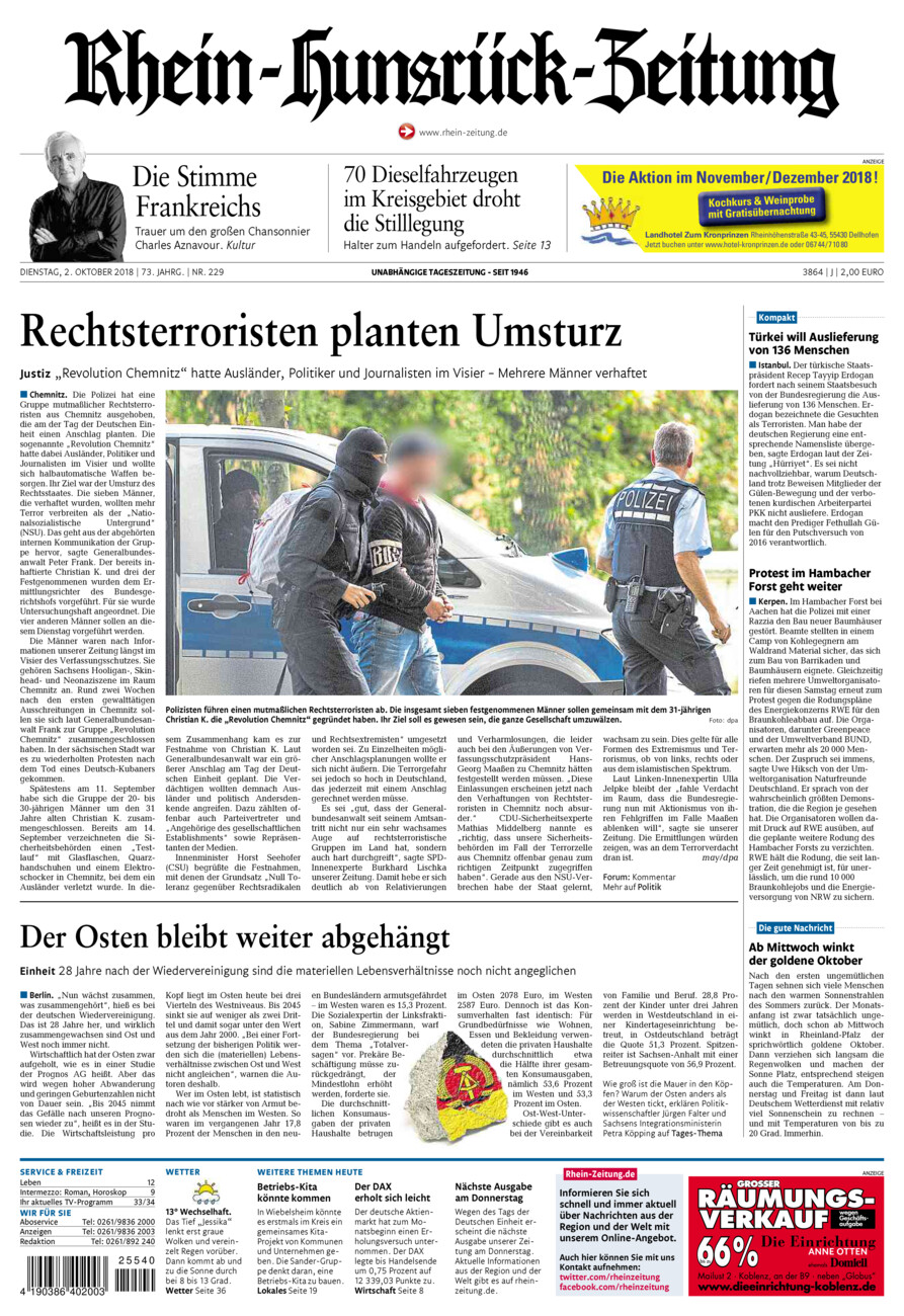 Rhein-Hunsrück-Zeitung vom Dienstag, 02.10.2018