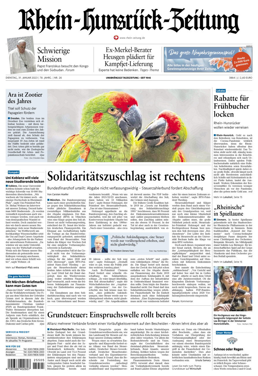 Rhein-Hunsrück-Zeitung vom Dienstag, 31.01.2023