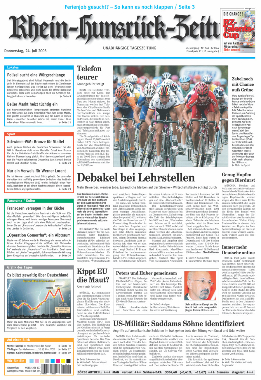 Rhein-Hunsrück-Zeitung vom Donnerstag, 24.07.2003