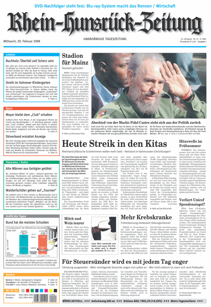 Rhein-Hunsrück-Zeitung vom Mittwoch, 20.02.2008