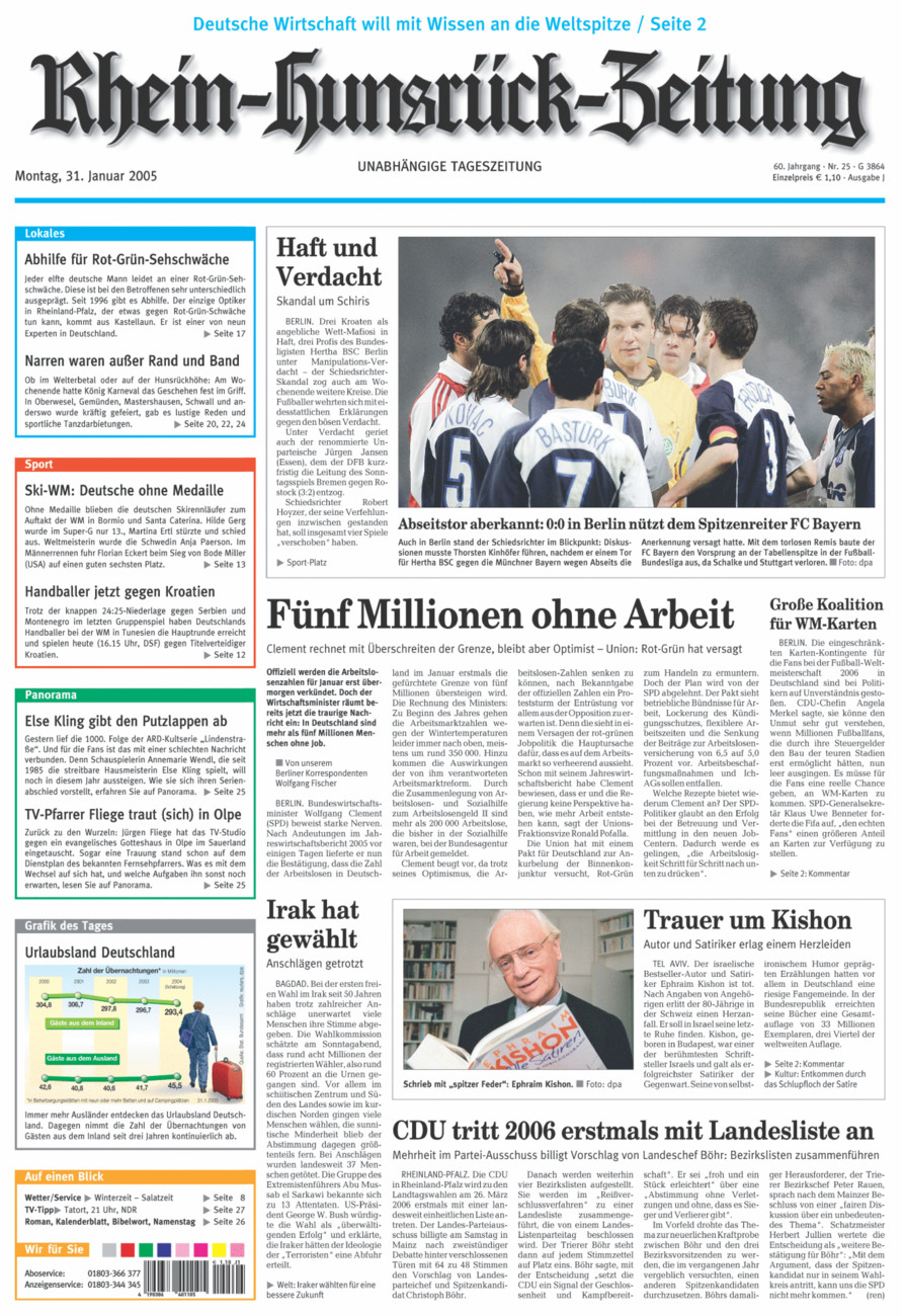 Rhein-Hunsrück-Zeitung vom Montag, 31.01.2005
