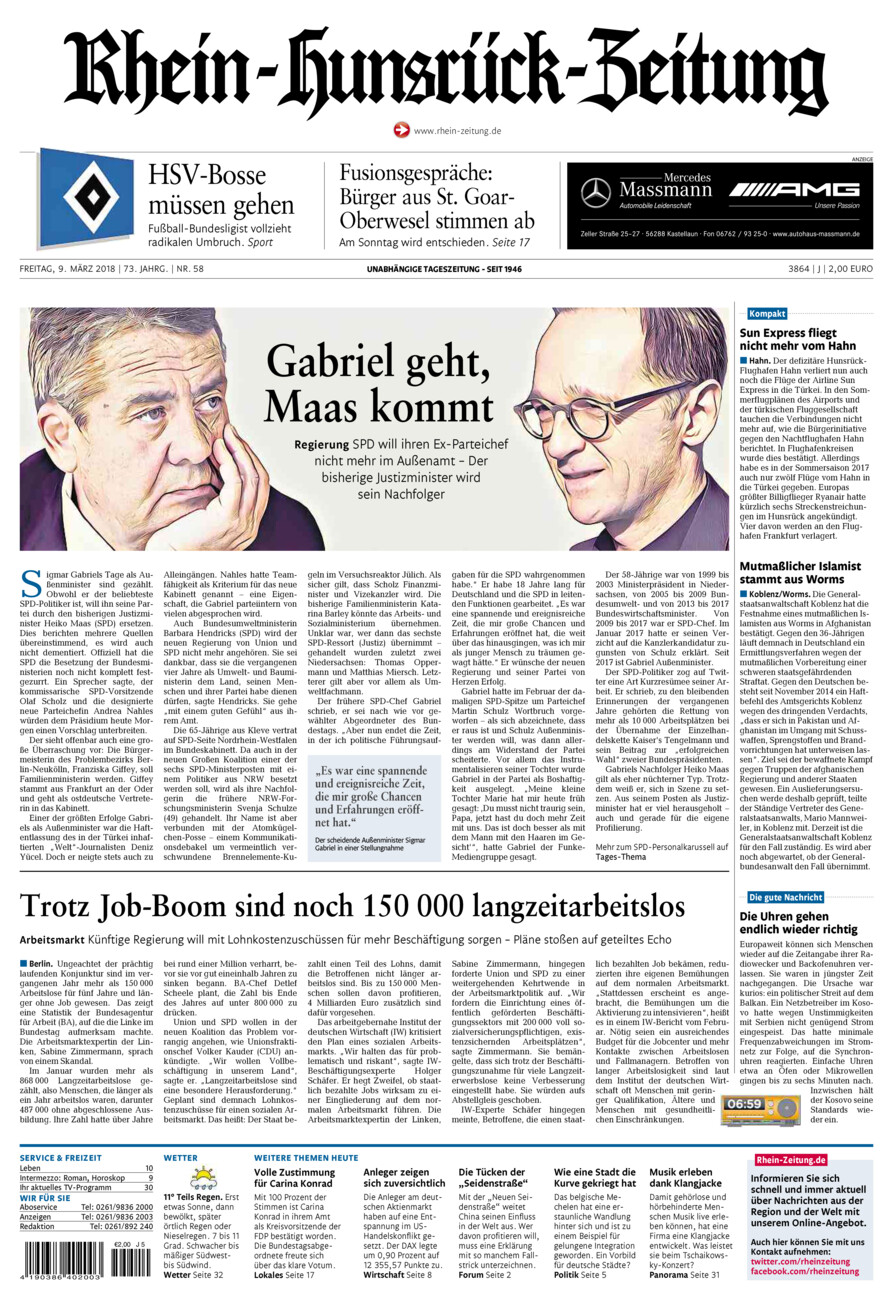 Rhein-Hunsrück-Zeitung vom Freitag, 09.03.2018