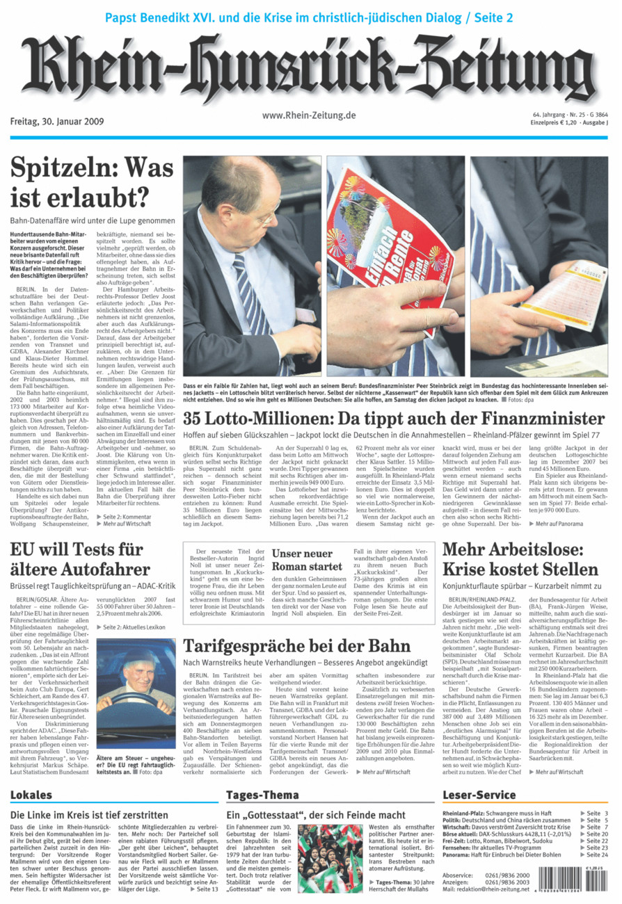 Rhein-Hunsrück-Zeitung vom Freitag, 30.01.2009
