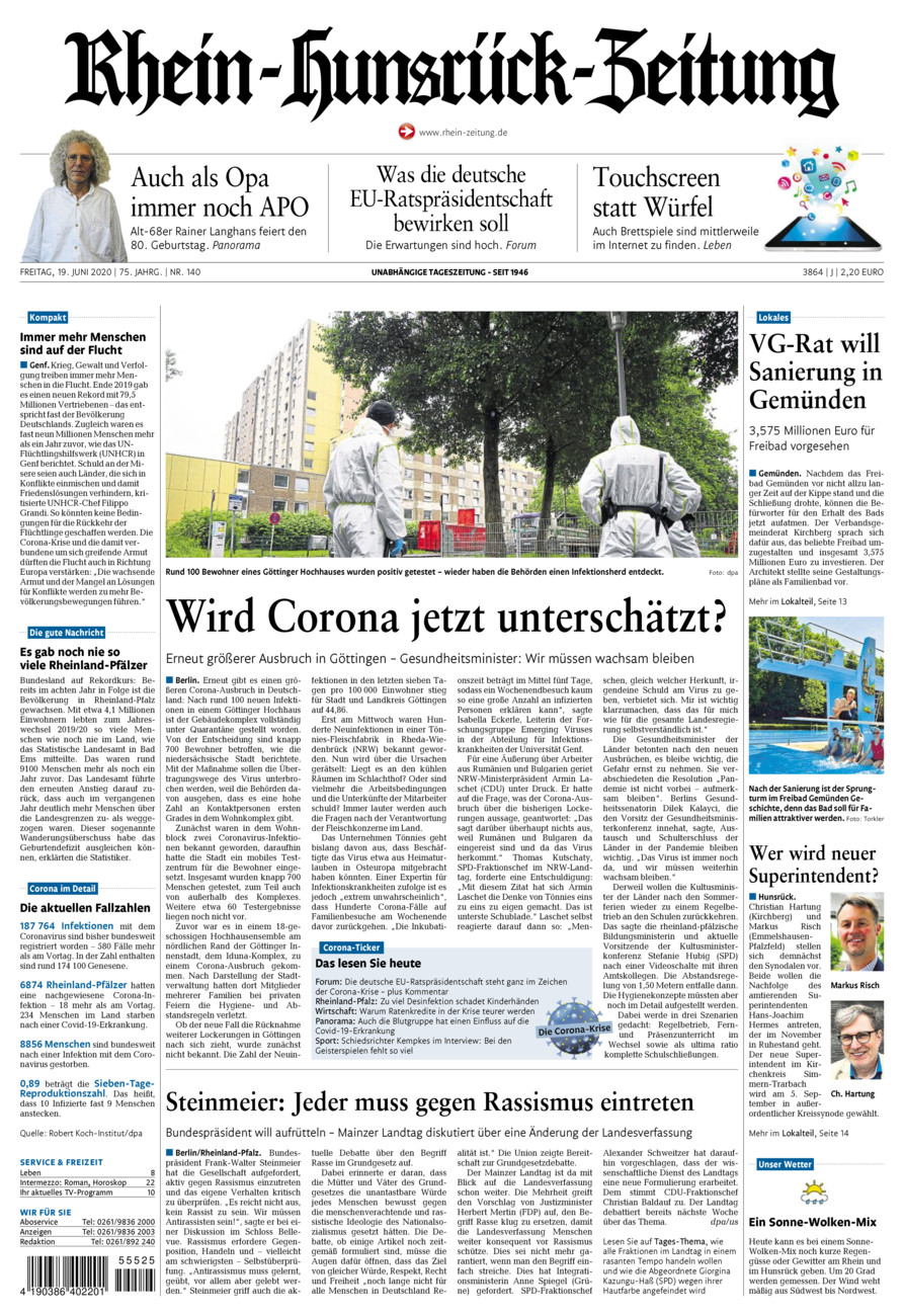 Rhein-Hunsrück-Zeitung vom Freitag, 19.06.2020