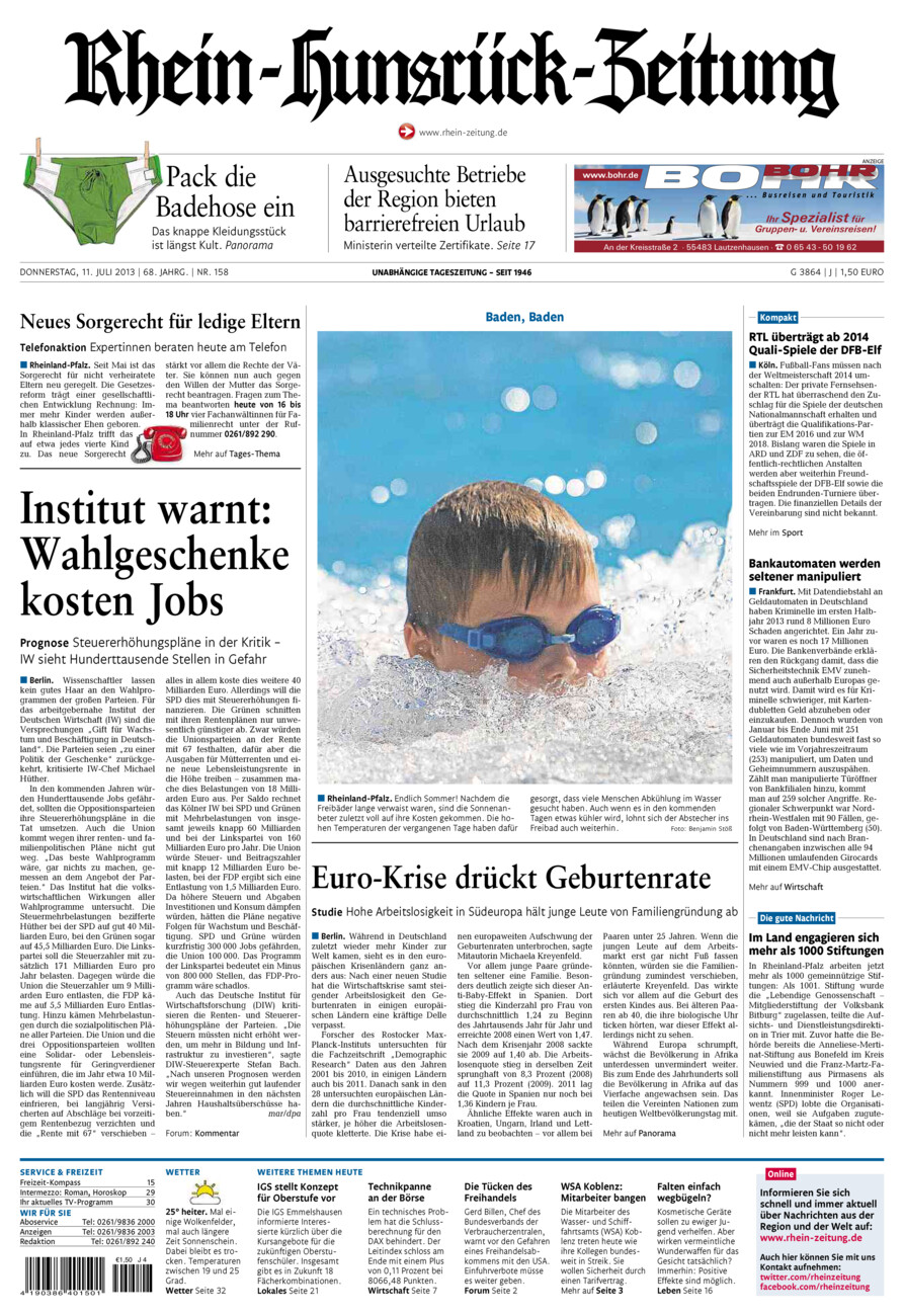 Rhein-Hunsrück-Zeitung vom Donnerstag, 11.07.2013