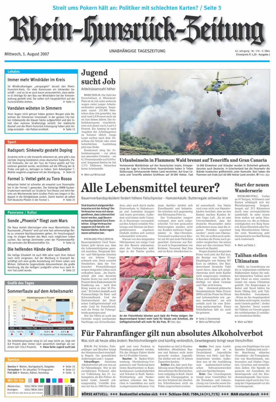Rhein-Hunsrück-Zeitung vom Mittwoch, 01.08.2007