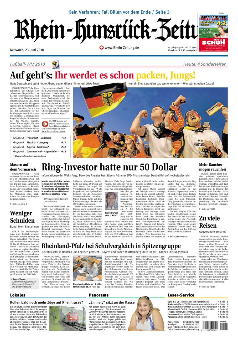 Rhein-Hunsrück-Zeitung vom Mittwoch, 23.06.2010