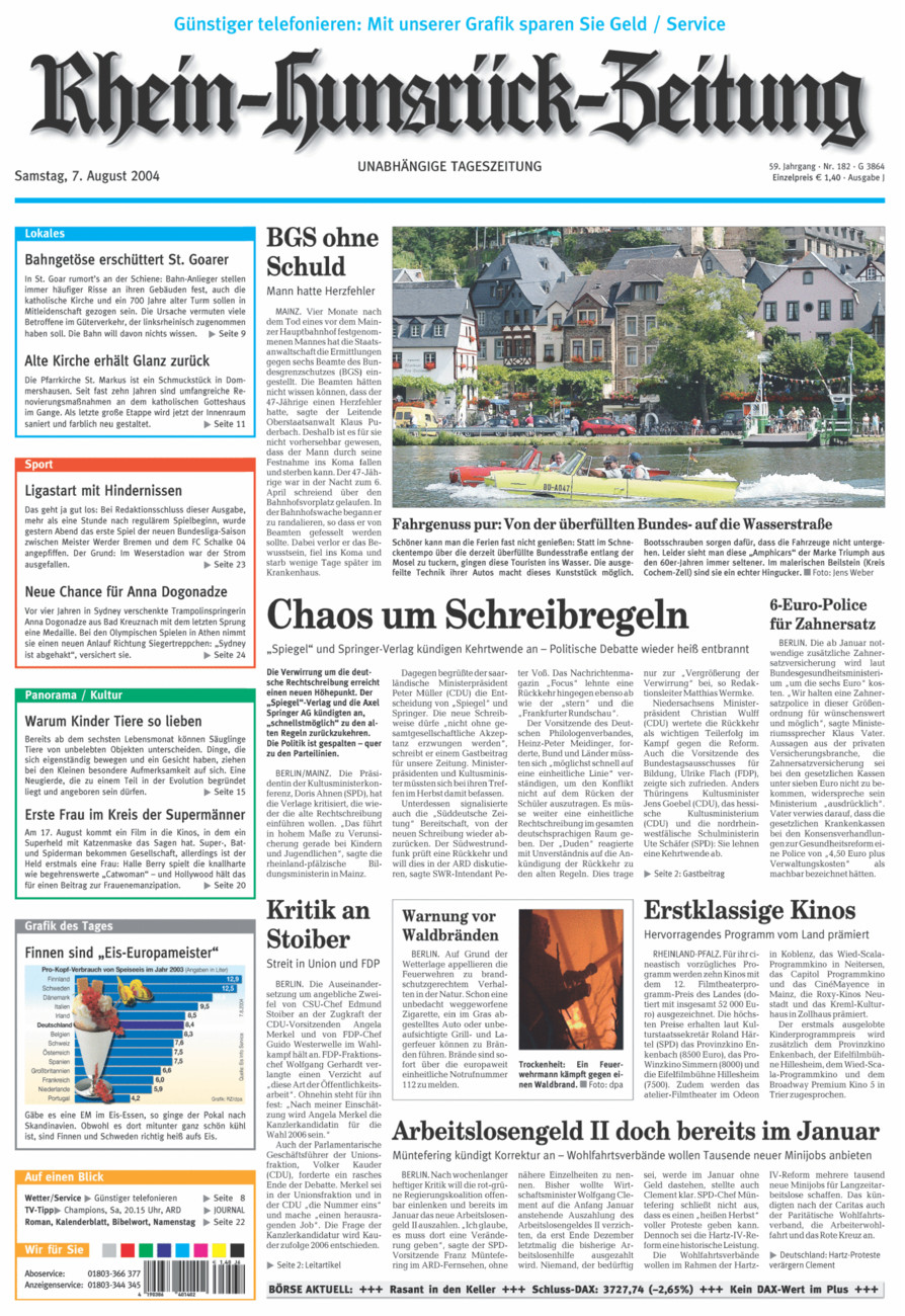 Rhein-Hunsrück-Zeitung vom Samstag, 07.08.2004