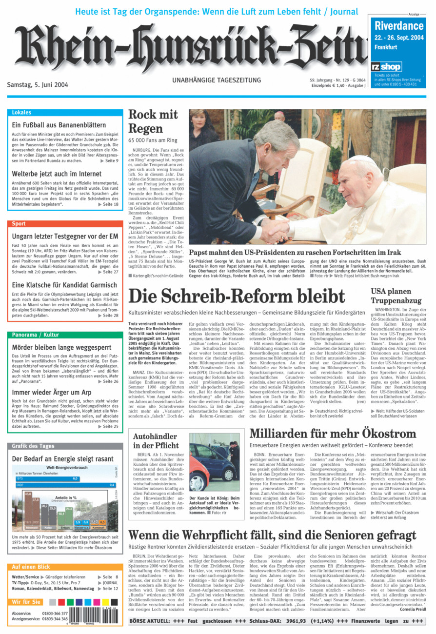 Rhein-Hunsrück-Zeitung vom Samstag, 05.06.2004