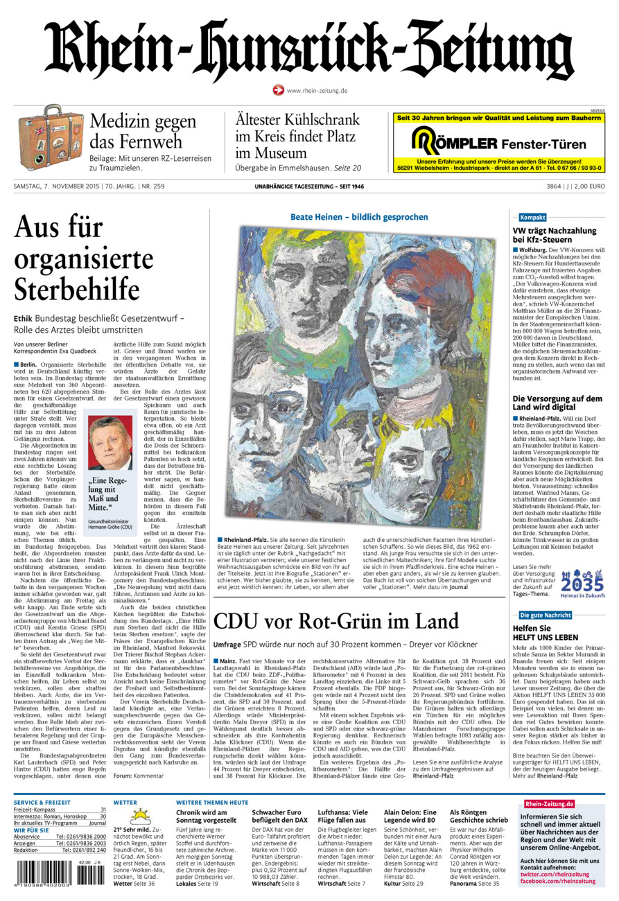 Rhein-Hunsrück-Zeitung vom Samstag, 07.11.2015