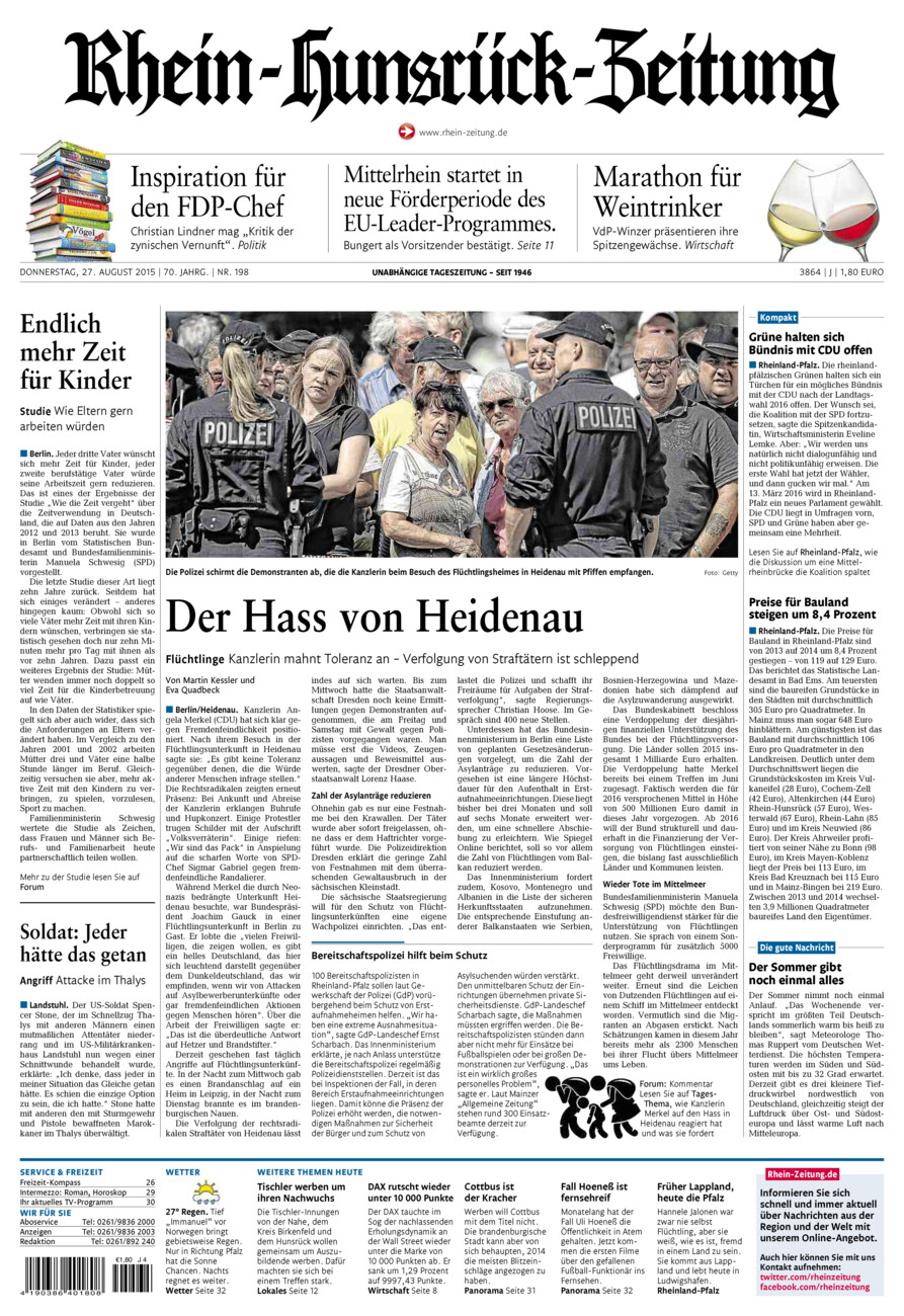 Rhein-Hunsrück-Zeitung vom Donnerstag, 27.08.2015