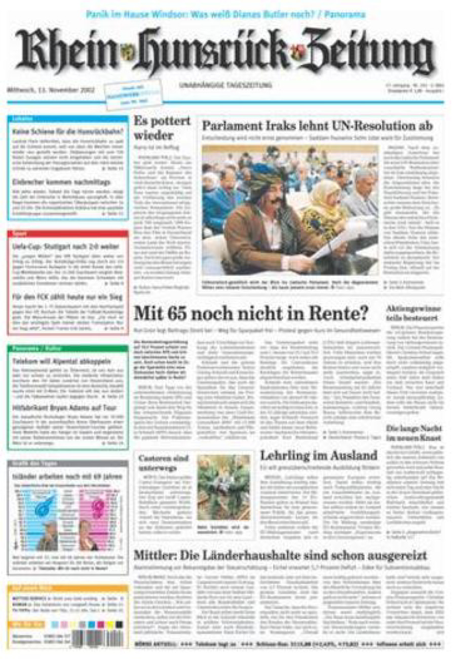 Rhein-Hunsrück-Zeitung vom Mittwoch, 13.11.2002