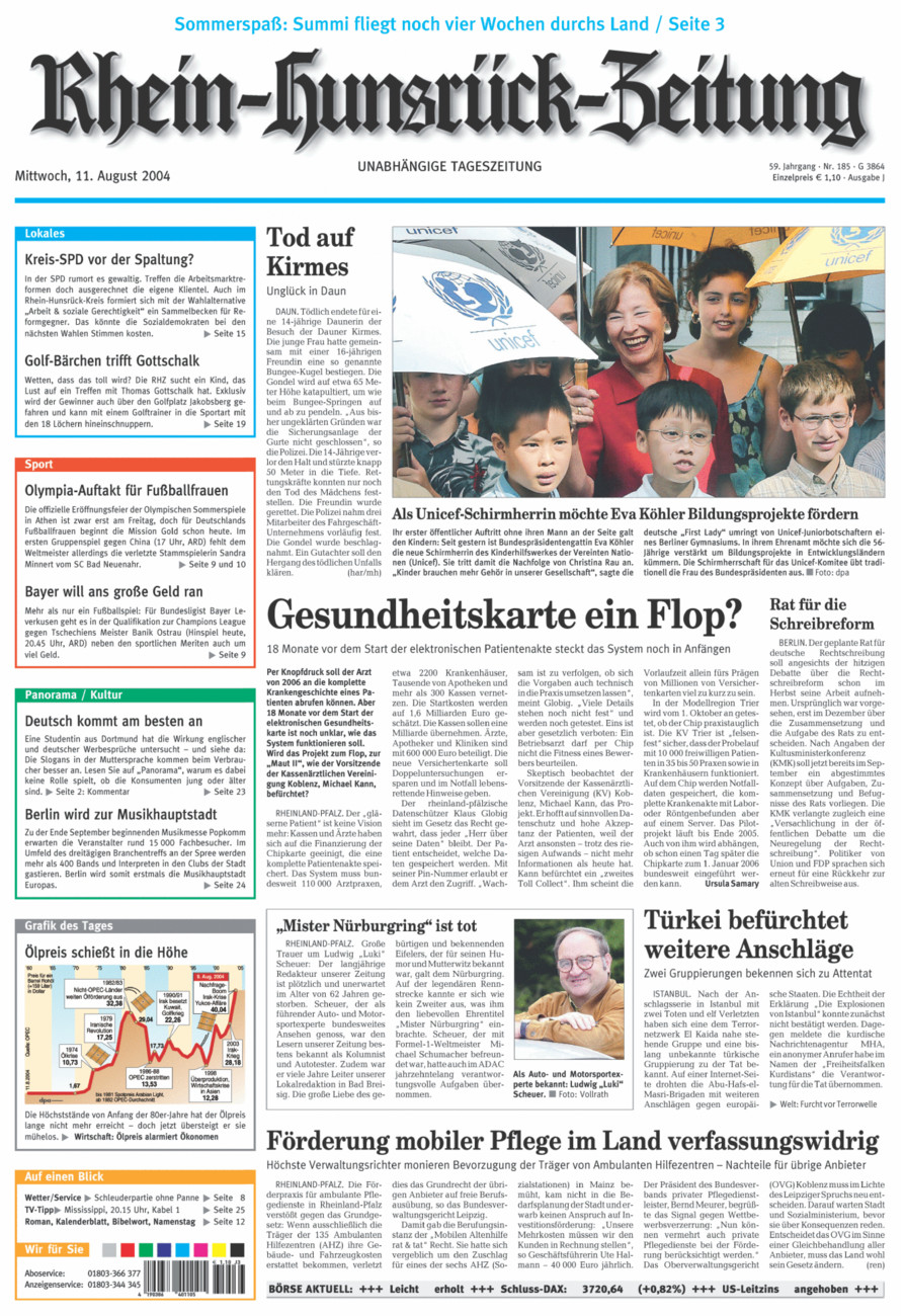 Rhein-Hunsrück-Zeitung vom Mittwoch, 11.08.2004
