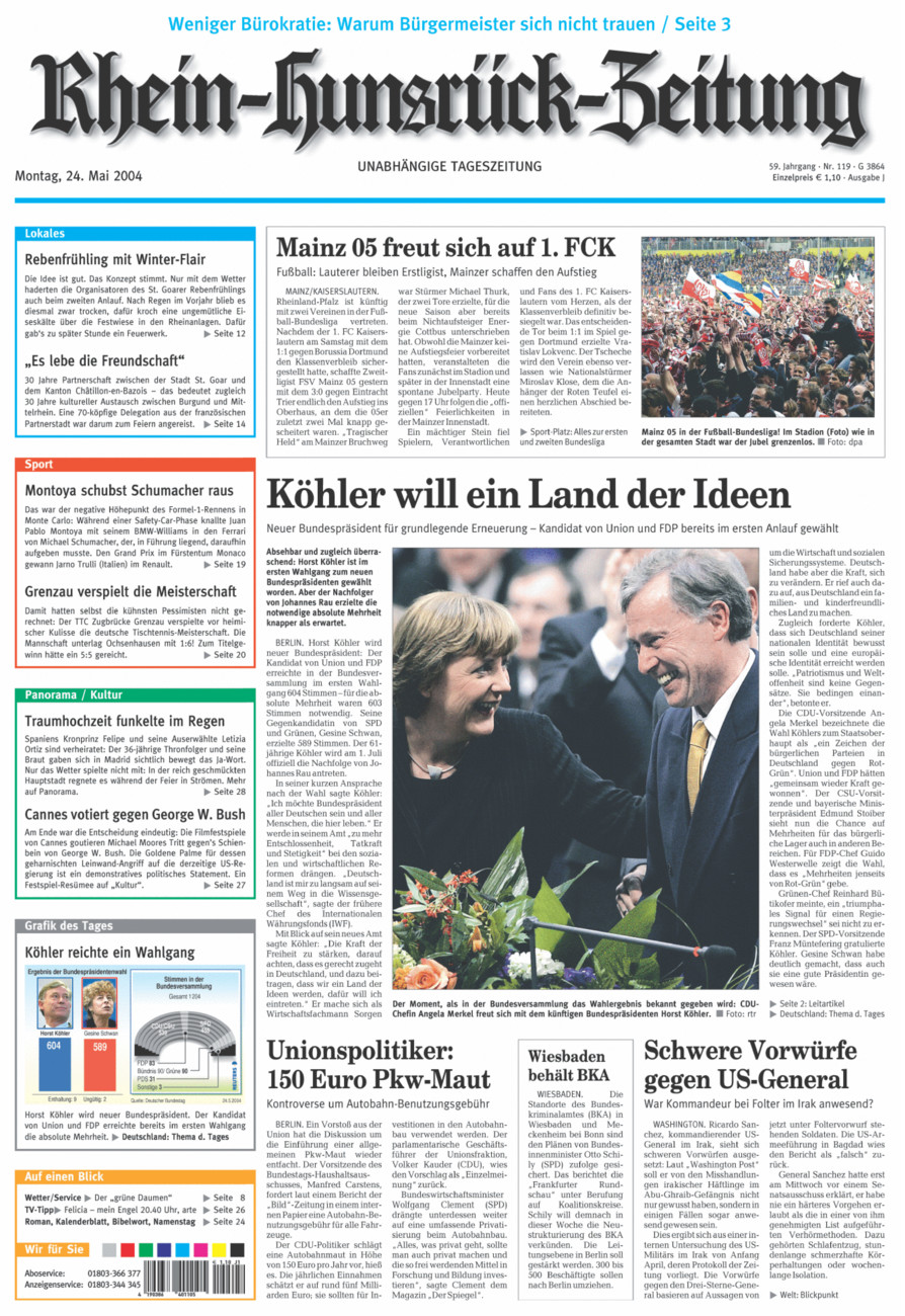 Rhein-Hunsrück-Zeitung vom Montag, 24.05.2004