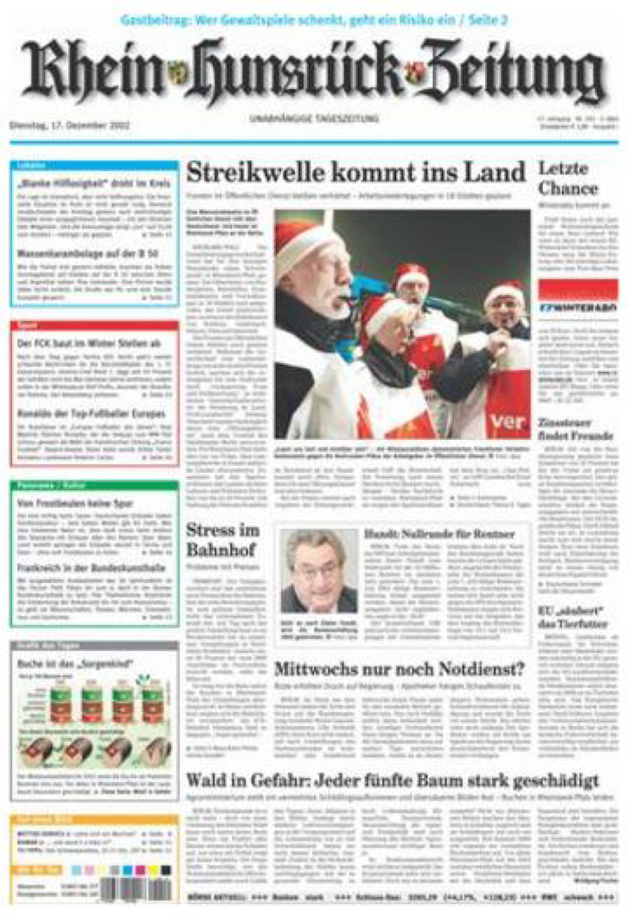 Rhein-Hunsrück-Zeitung vom Dienstag, 17.12.2002