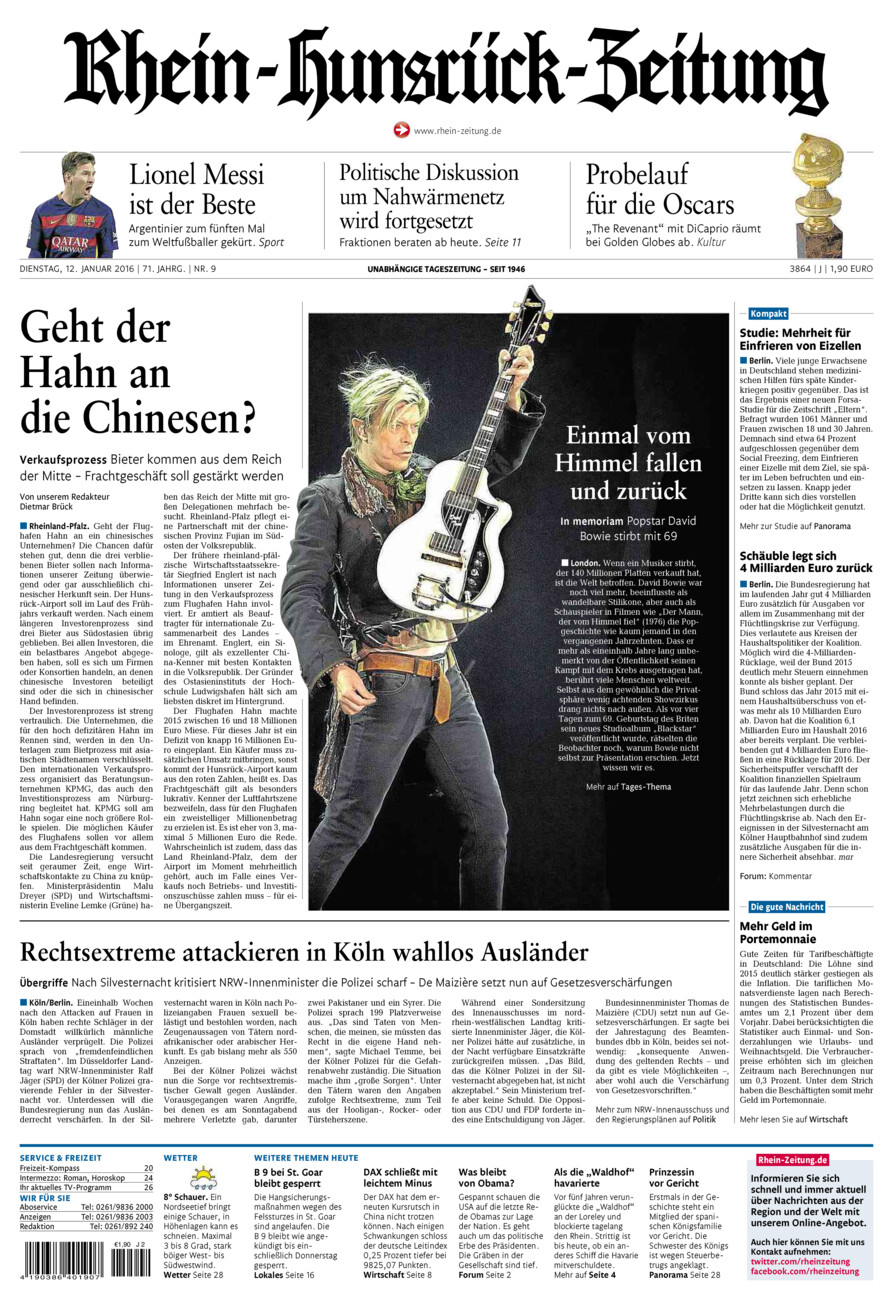 Rhein-Hunsrück-Zeitung vom Dienstag, 12.01.2016