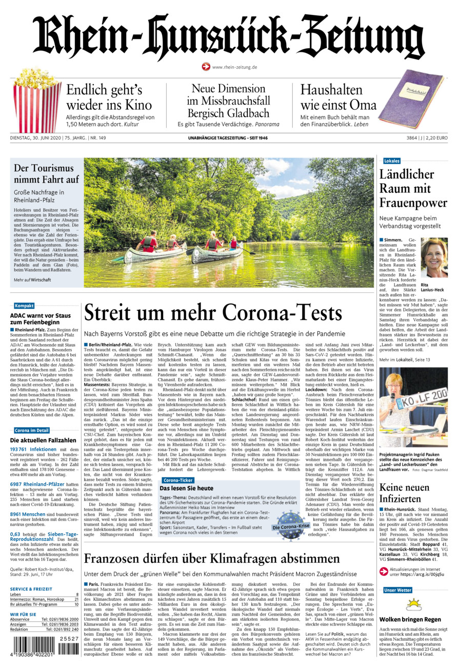 Rhein-Hunsrück-Zeitung vom Dienstag, 30.06.2020