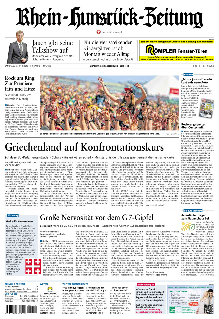 Rhein-Hunsrück-Zeitung vom Samstag, 06.06.2015