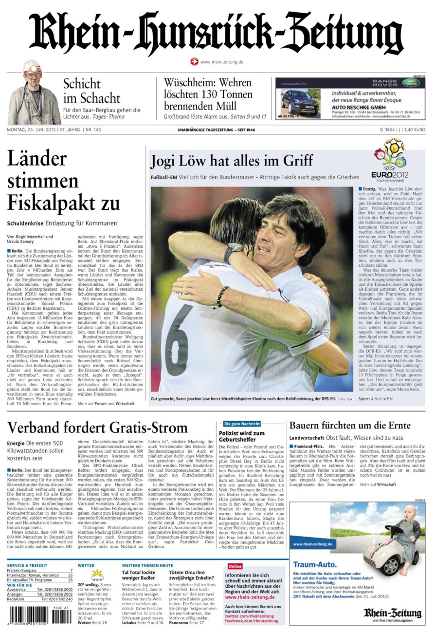Rhein-Hunsrück-Zeitung vom Montag, 25.06.2012