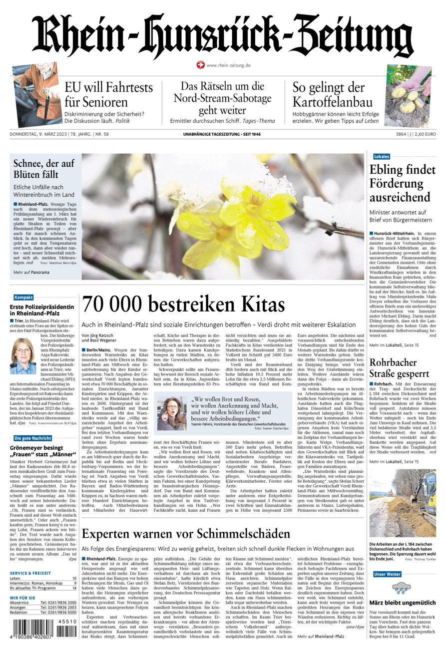 Rhein-Hunsrück-Zeitung vom Donnerstag, 09.03.2023