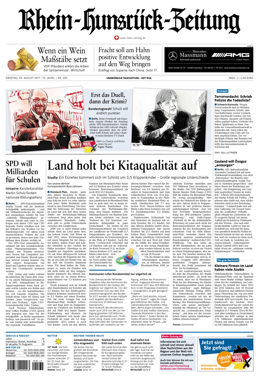 Rhein-Hunsrück-Zeitung vom Dienstag, 29.08.2017