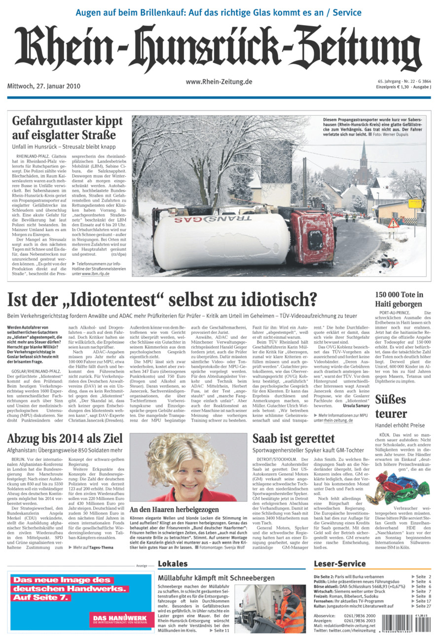 Rhein-Hunsrück-Zeitung vom Mittwoch, 27.01.2010