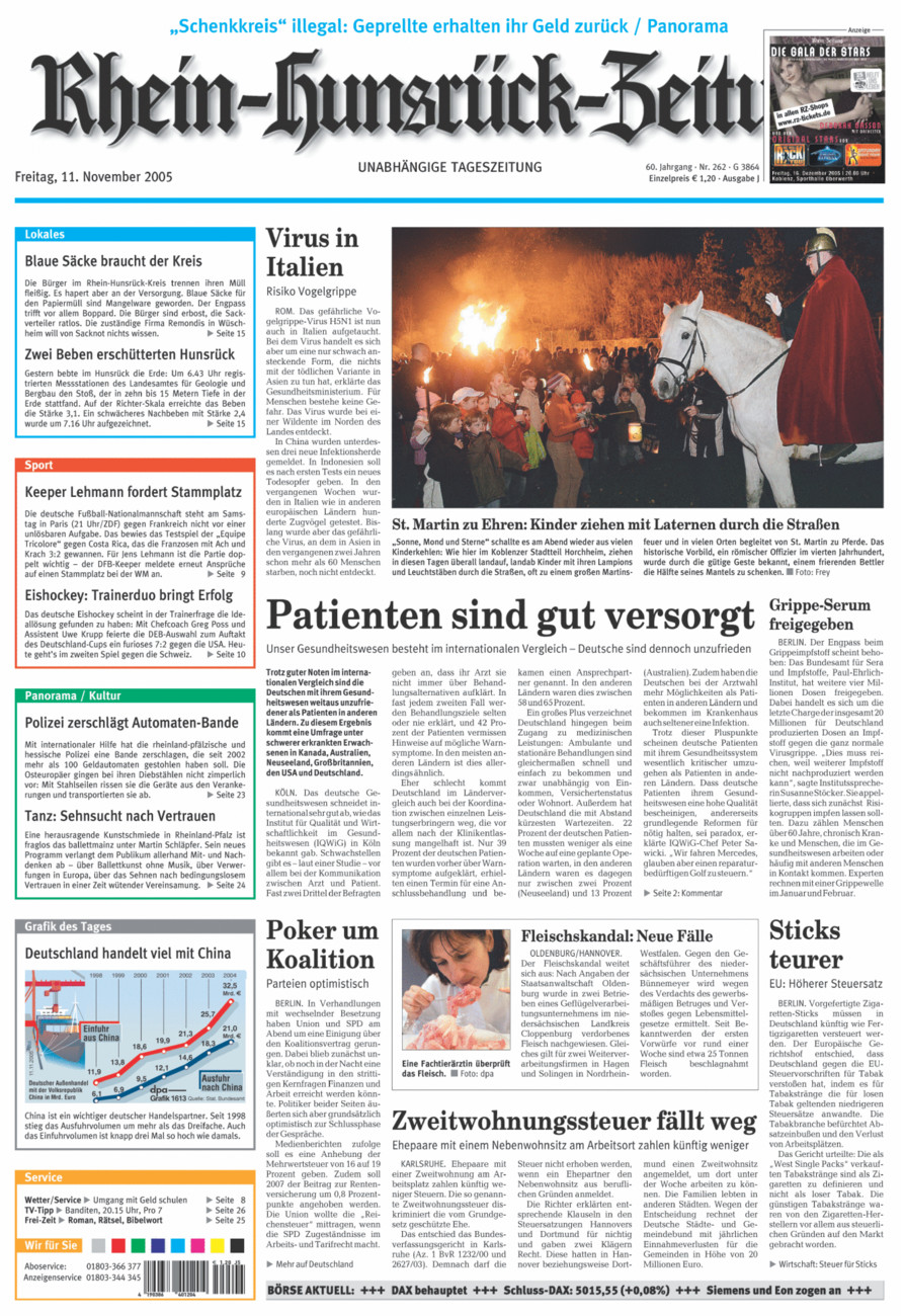 Rhein-Hunsrück-Zeitung vom Freitag, 11.11.2005