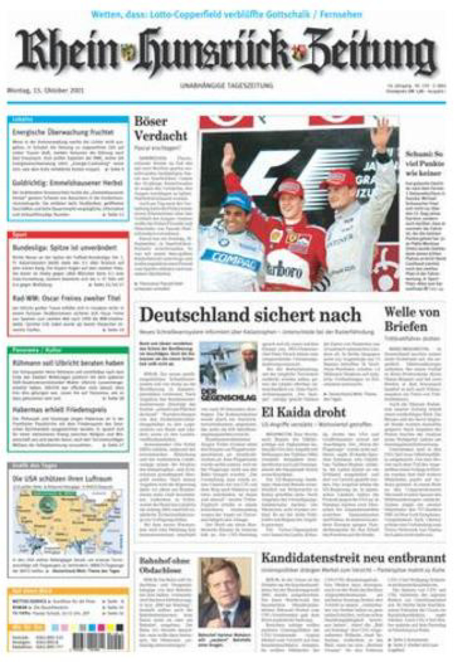 Rhein-Hunsrück-Zeitung vom Montag, 15.10.2001