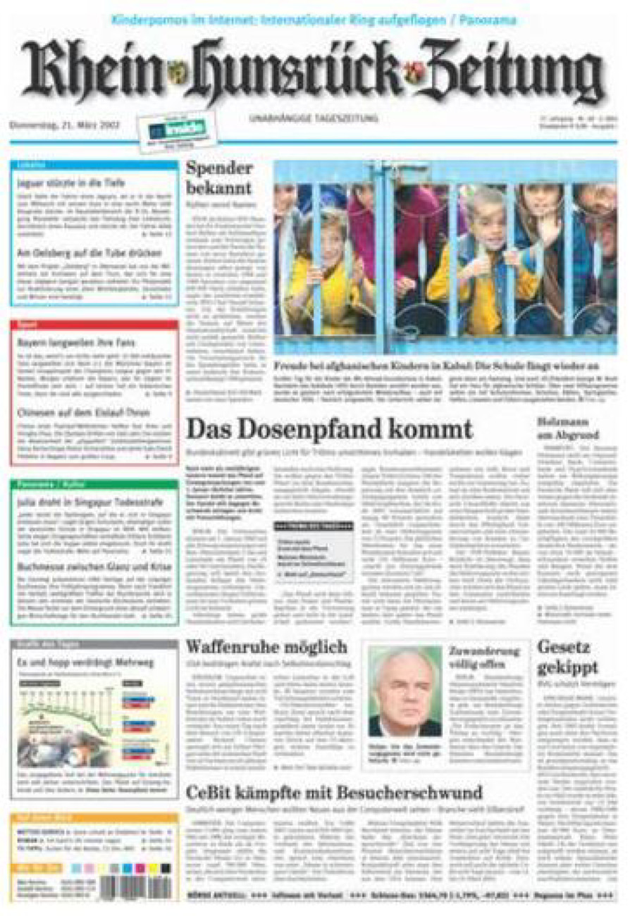 Rhein-Hunsrück-Zeitung vom Donnerstag, 21.03.2002