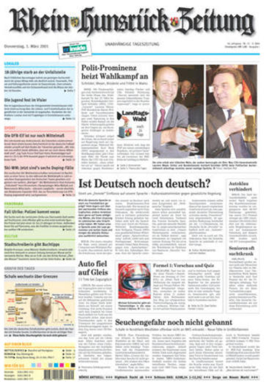 Rhein-Hunsrück-Zeitung vom Donnerstag, 01.03.2001