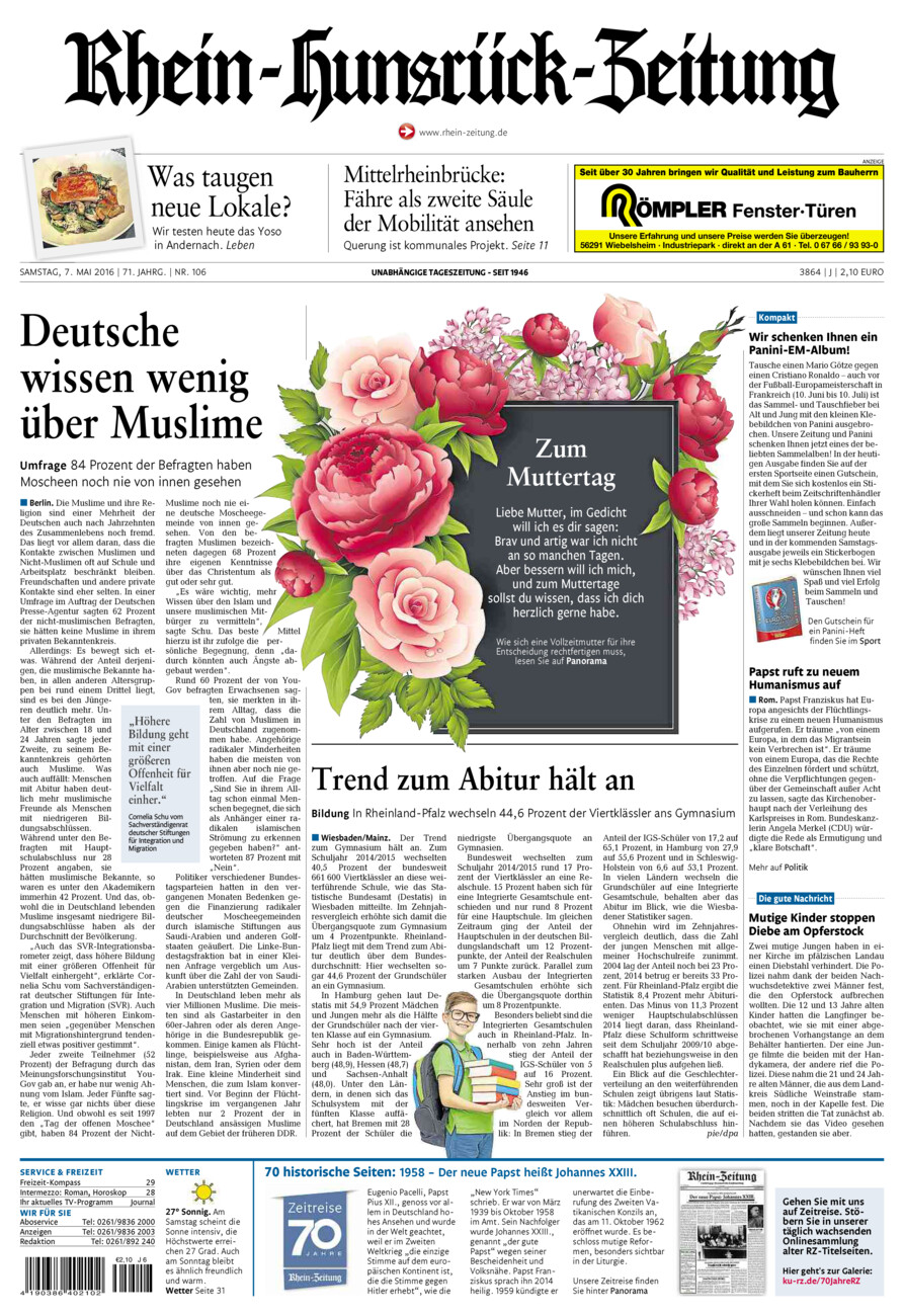 Rhein-Hunsrück-Zeitung vom Samstag, 07.05.2016