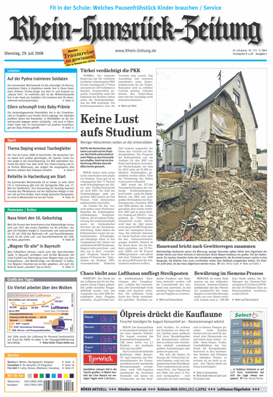 Rhein-Hunsrück-Zeitung vom Dienstag, 29.07.2008